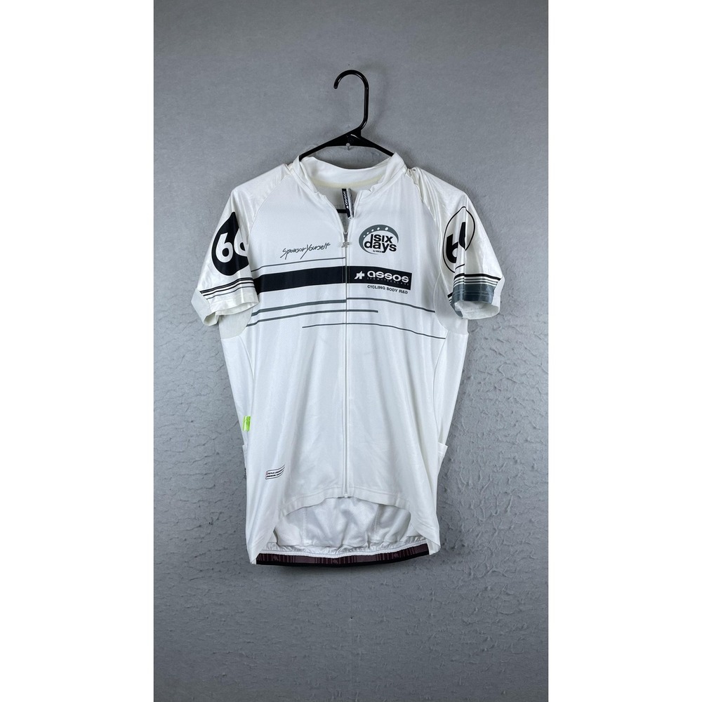 Assos Six Days Cycling Jersey Mens XL White Full Zip Short Sleeve‎ 66 Road Bike